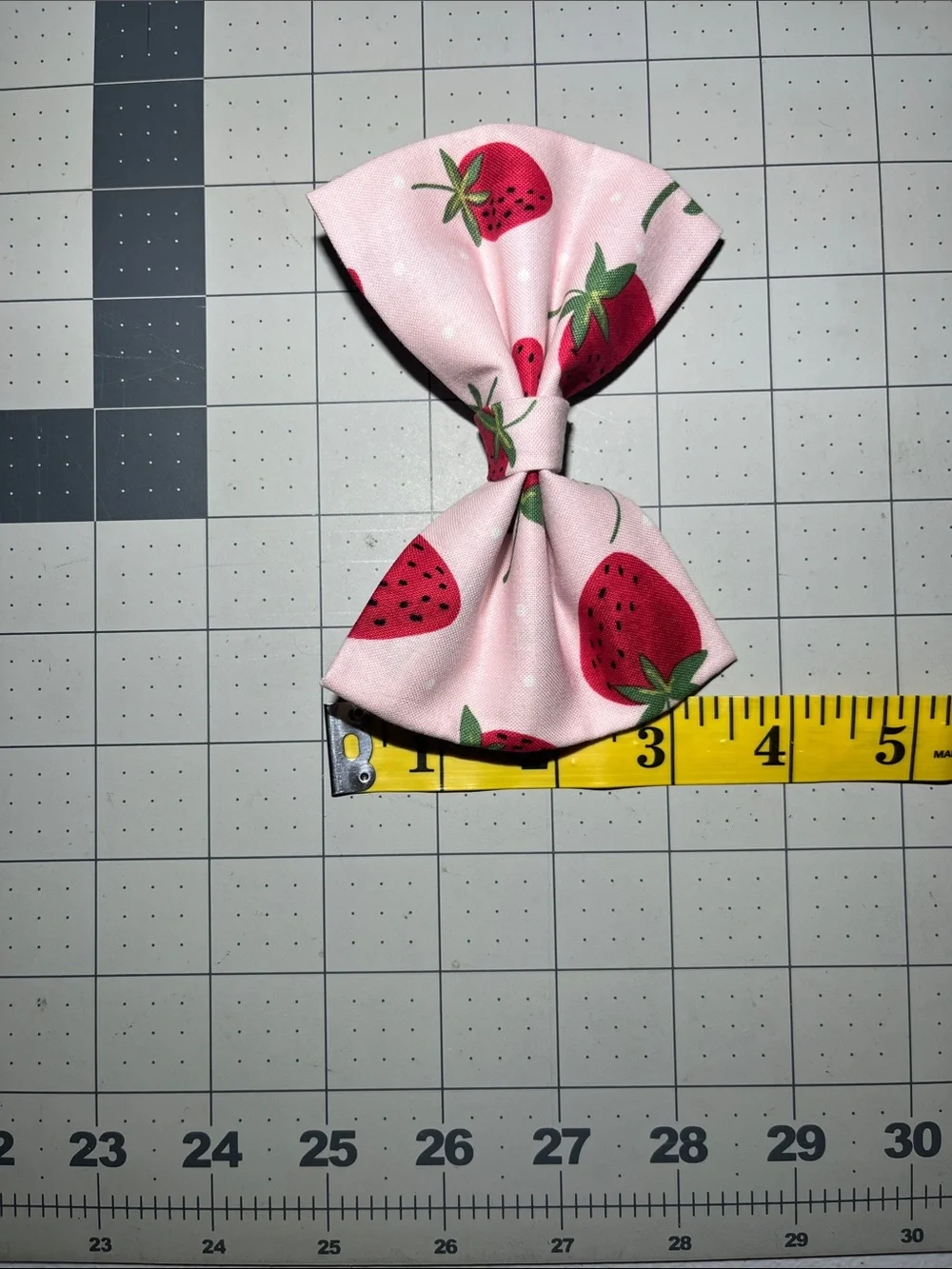 Pink Strawberry Print Kids Hair Bow Clip